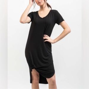 Jackson Rowe Black V-neck T-shirt Midi Dress Size Small